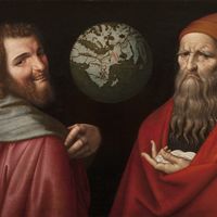 Démocrite et Héraclite, peinture de Giovanni Ambrogio Figino (1553-1608)
